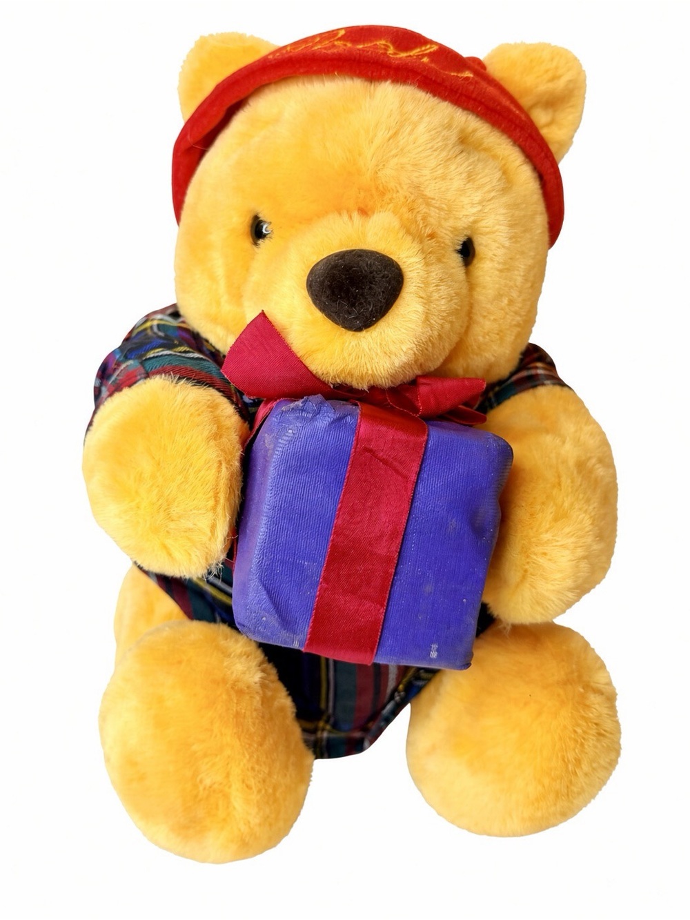 Disney Store Winnie the Pooh Christmas Plush 14” Red Hat Gift